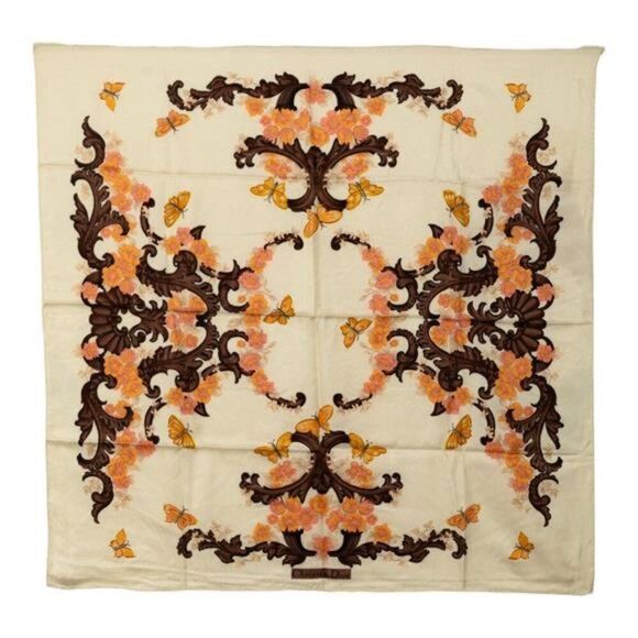 Dior Floral Butterfly Pattern Silk Scarf - Picture 1 of 7